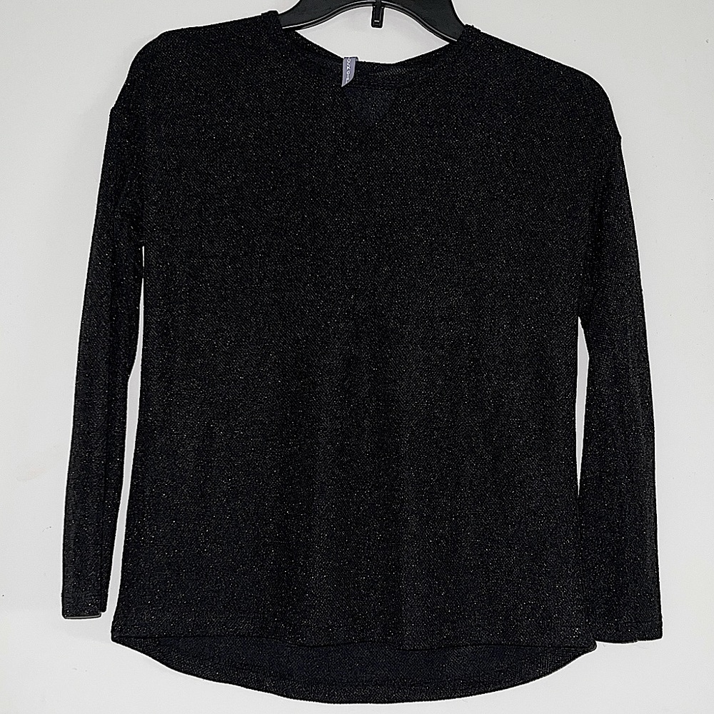 Good Luck Girl Black and Shiny Silver Long Sleeve Top